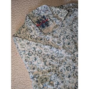 Robert Graham Shirt Mens L Blue Geometric Short Sleeve Button Up Classic Fit